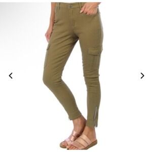 Derek Heart Midrise Cargo Skinny Ankle Zip Pants Size 7‎ Green Cotton Blend